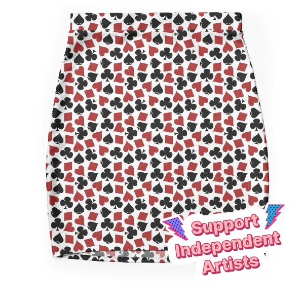 Super stretchy and durable polyester mini skirt. Vibrant, high-quality sublimation print across the front and back. Size range XXS-2XL. This poker inspired design has a seamless pattern made of playing card deck suits. Spades, clovers, hearts and diamonds fit together in black and red on a white background. This design will look great on home decor in your game room if you love any type of card game, from poker to euchre, bridge, whist or blackjack. Or snazz up your wardrobe with this fun casino pattern. Pattern Mini Skirt, Playing Card Deck, Card Deck, Playing Card, Blackjack, Card Game, Deck Of Cards, Skirts For Sale, Pattern Making