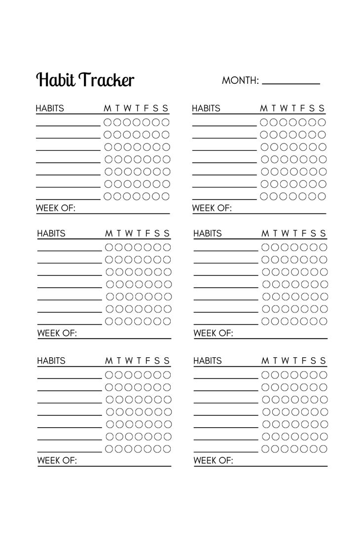 a printable habit tracker is shown in black and white