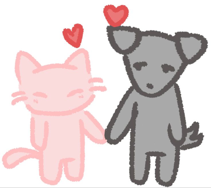 an image of two cats holding hands with hearts on their heads and one cat has its paw in the other's heart