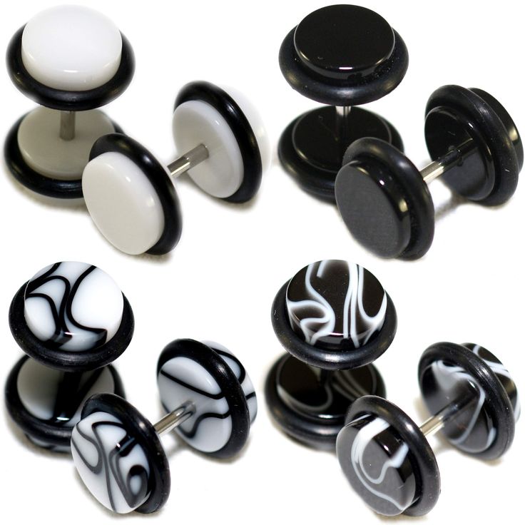 PRICES MAY VARY. White, Black, White Marble, Black Marble 1 Pair of each color. Total 8pcs Fake illusion faux cheaters plugs 0G (8mm) top/face 16G (1.2mm) bar with 6mm wearable length 4 Pairs of high quality Acrylic fake plugs total 8pcs.

 Colors are White, Black, White Marble and Black Marble. 

Now you don't need to stretch your ears to enjoy the look of real plugs. These fake / faux / cheater / illusion plugs are of regular gauge 16g (1.2mm) but once you put them on they will give you the lo Fake Plugs, Black And White Marble, Black Marble, Black Rubber, O Ring, White Marble, Medium Size, White Black, Marble