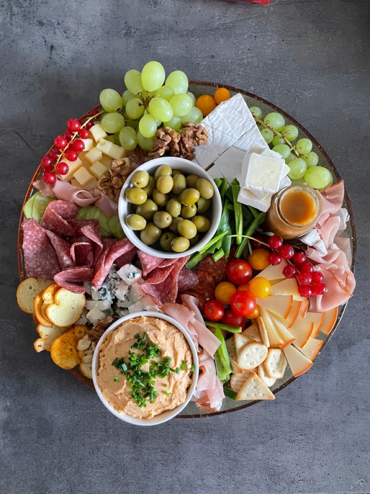 a platter filled with different types of food