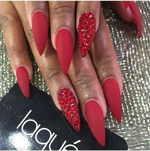 Matte Stiletto Nails, Red Stiletto Nails, Red Nail Art Designs, Nails 2018, Red Nail Art, Red Acrylic Nails, Red Nail Designs, Super Nails, Hot Nails