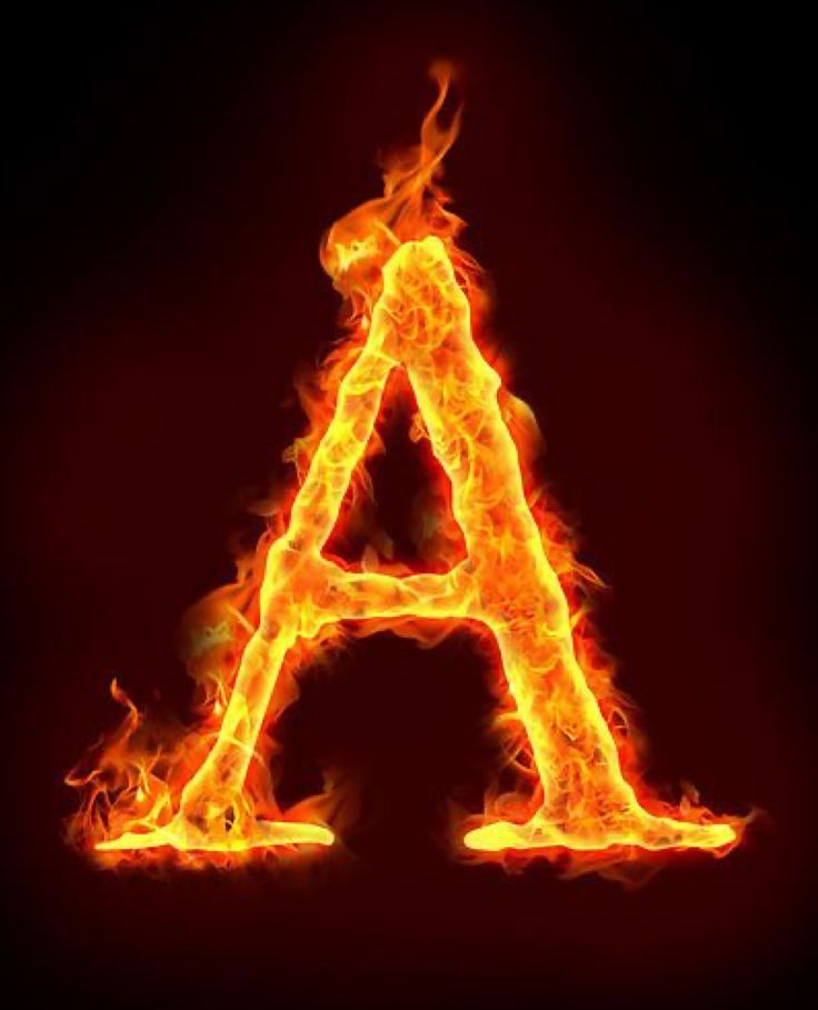 the letter a is made up of fire