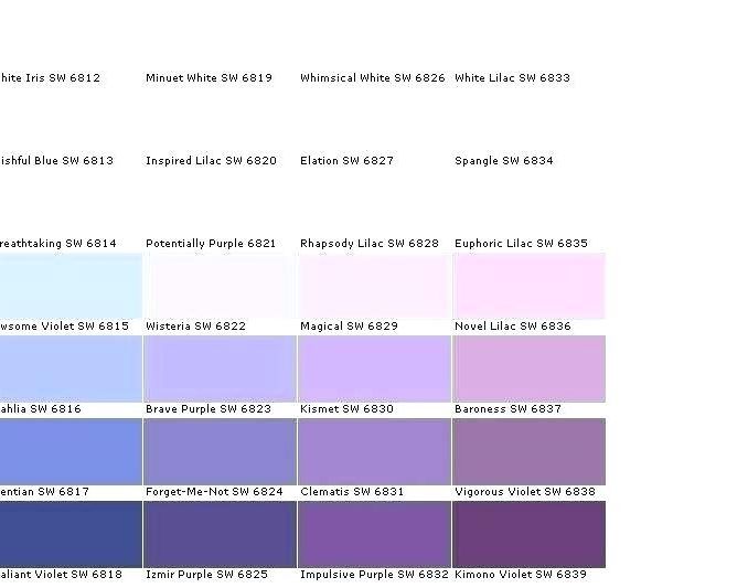 the color chart for different shades of purple