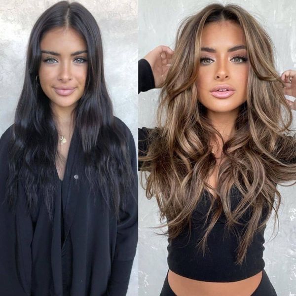 Brunette Hair With Highlights, Hair Makeover, Hair Color And Cut, Hair Inspiration Color, Hair Color Trends, Blonde Balayage, Brown Hair Colors, Brunette Hair, Hair Transformation