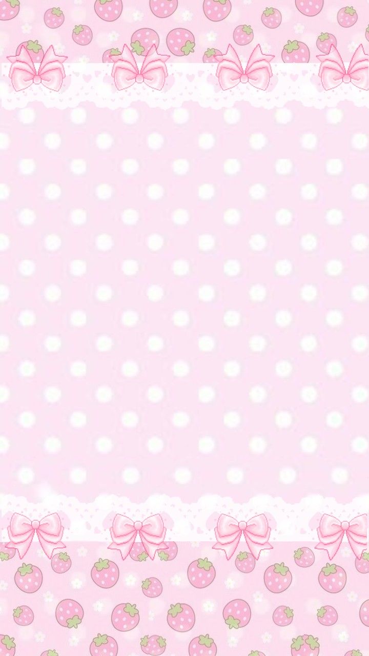 a pink background with polka dots and bows