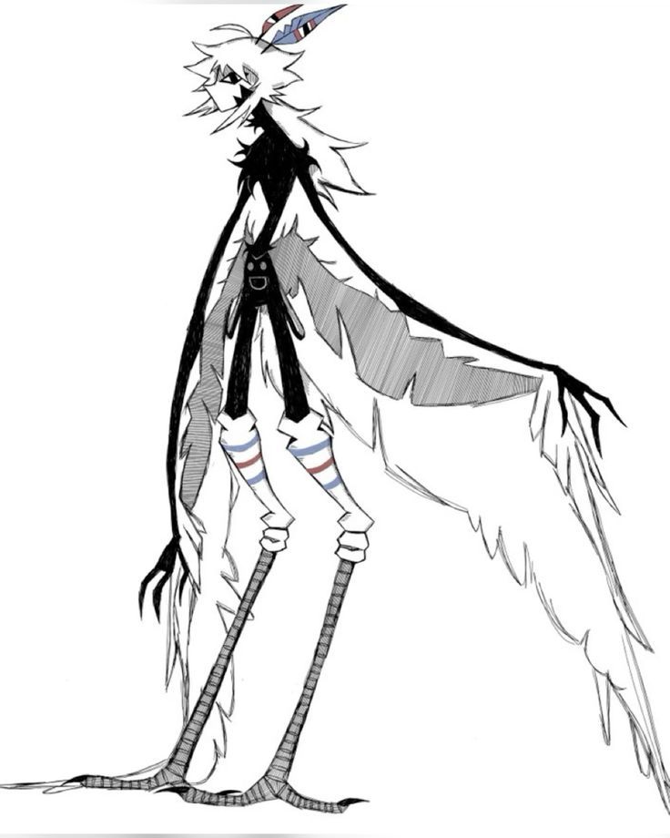 a drawing of a person with long legs and a feather on their head, standing in front of a white background