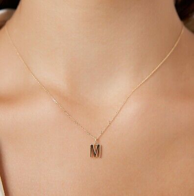 Premium 14K SOLID YELLOW GOLD INITIAL NECKLACE, LETTER M NECKLACE, Fine Jewelry M Letter Necklace, Letter M Necklace, Boyfriend Necklace, Classy Minimalist, M Necklace, Gold Initial Necklace, M Letter, Initial Necklace Gold, Gold Locket