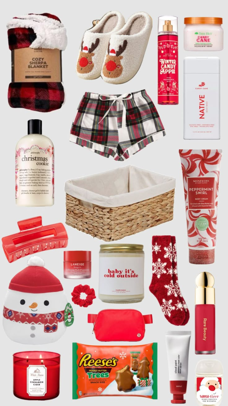 the contents of a woman's christmas gift set