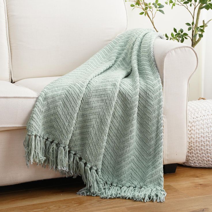 Zig-Zag Chenille Throw Blanket - BATTILO HOME Egirl Room, Checkered Decor, Green Throw Blanket, Chenille Blanket, Lazy Weekend, Chenille Throw, Green Throw, Woven Throw Blanket, Knit Throw Blanket