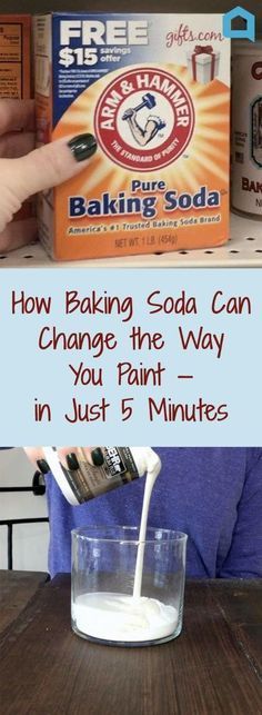 a person pouring milk into a glass on top of a wooden table with the words how baking soda can change the way you paint in just 5 minutes