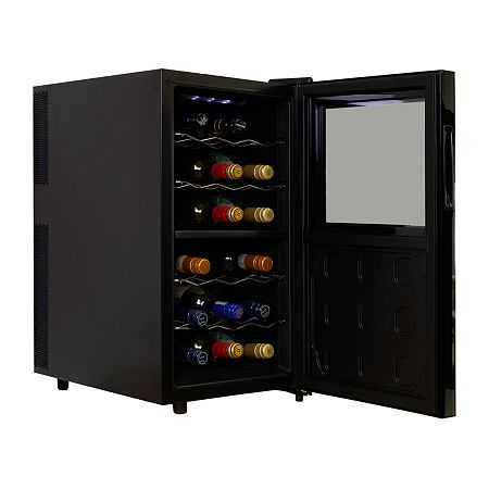 the wine cooler is open and ready to be filled