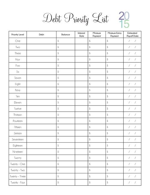 the debt penalty list is shown in this image