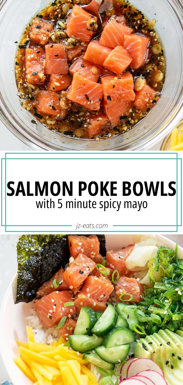 salmon poke bowls with 5 minute spicy mayo