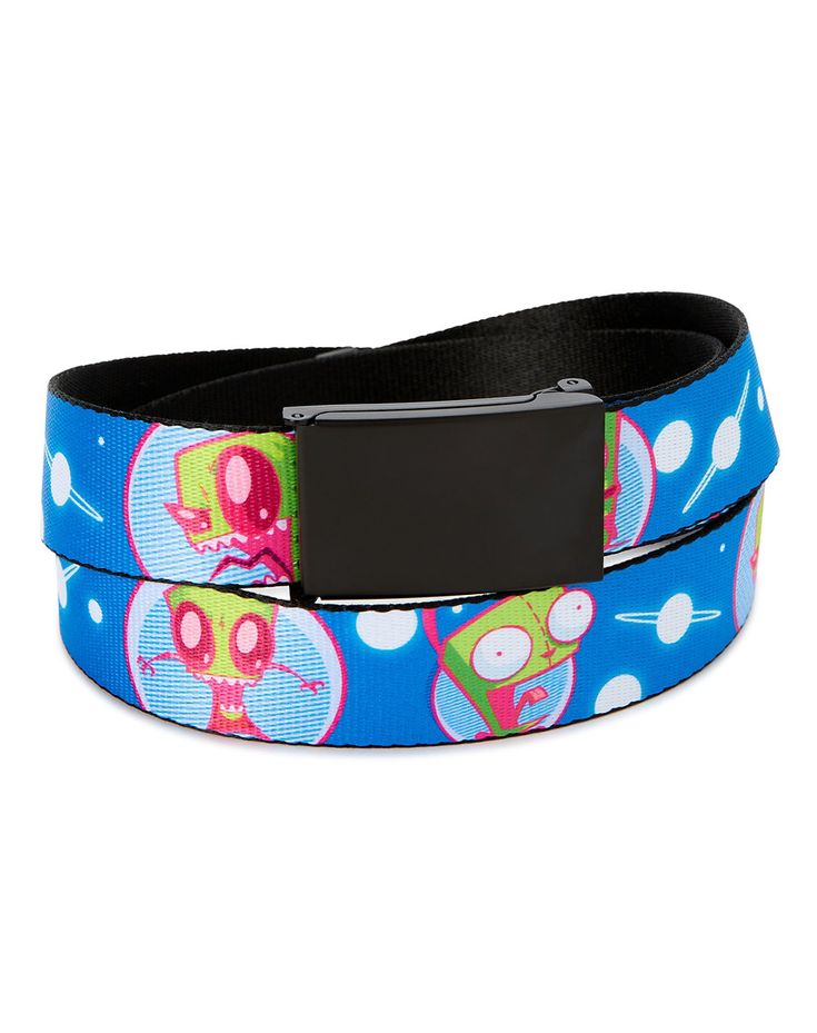 Elevate your style and show love for a true classic when you get this officially licensed Invader Zim Belt. This bright and bold accessory is sure to make your favorite outfits pop! Officially licensed Adjustable Material: Nylon Clamp buckle closure Imported Invaders Zim, Scene Clothing, Scene Accessories, Rabbits Foot, Goth Accessories, Scene Outfits, Spencers Gifts, Kandi Patterns, Bold Accessories