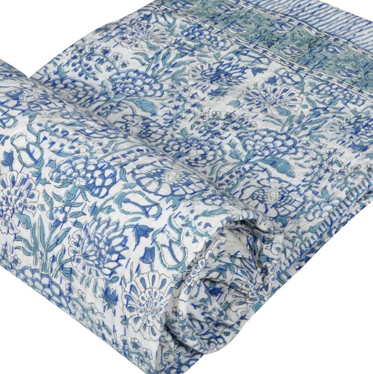 the blue and white floral print on this sheet is made from 100 % polyester