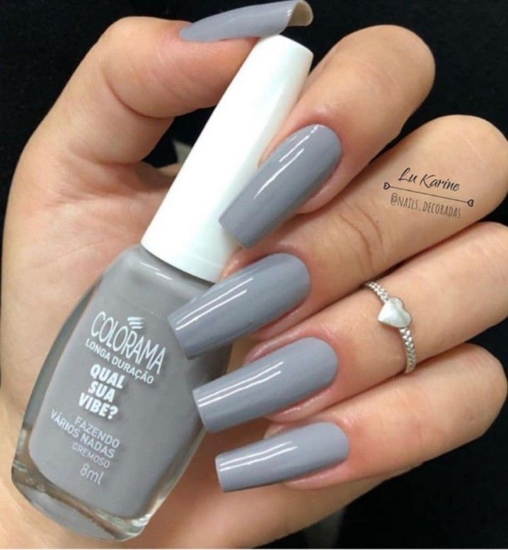 Light Gray Nails, Gray Nail, Grey Acrylic Nails, Grey Nail, Grey Nail Designs, Gray Nails, Short Acrylic Nails Designs, Classy Nails, Fire Nails