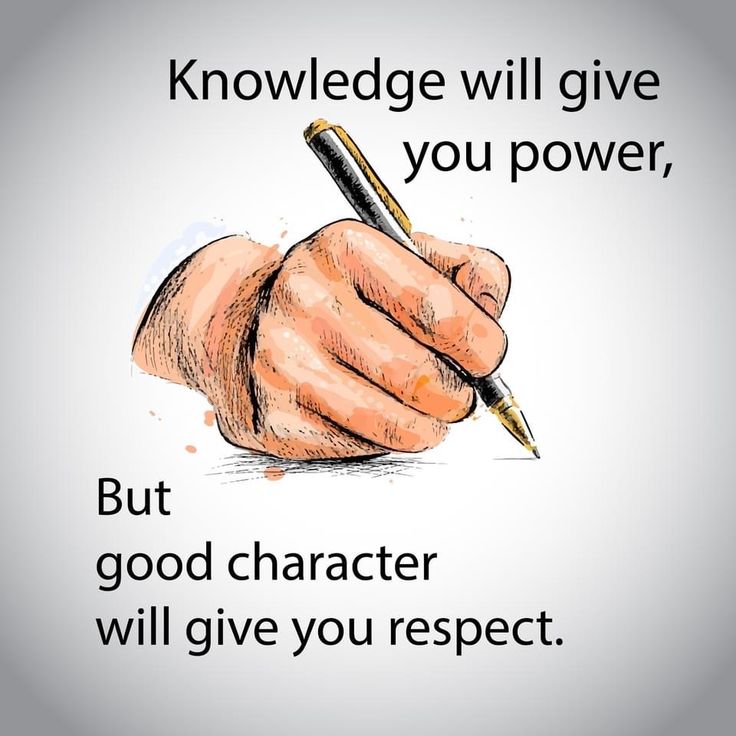 a hand holding a pen and writing on paper with the words,'knowledge will give you power, but good character will give you respect