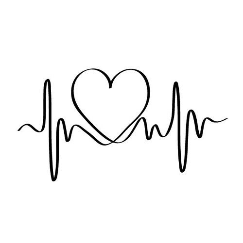 a black and white heartbeat with a heart on it