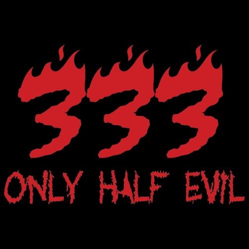 the logo for 533 only half evil, with red flames coming out of it