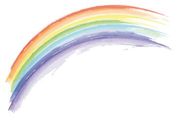 a rainbow painted in watercolor on a white background