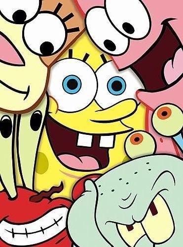 an image of spongebob with many different eyes and mouth shapes, including one that is