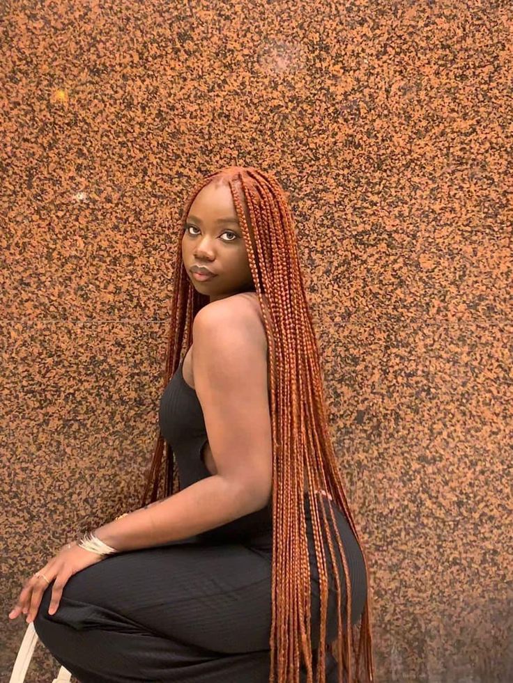 𝘍𝘖𝘓𝘓𝘖𝘞 @𝘘𝘜𝘐𝘕𝘛𝘌𝘊𝘐𝘈𝘊𝘏𝘈𝘈 𝘍𝘖𝘙 𝘔𝘖𝘙𝘌 𝘐𝘕𝘚𝘗𝘖💕 Medium Ginger Box Braids, Braids With Ginger Hair, Knotless Braids Ginger And Black, 2 Different Color Box Braids, Ginger Black Braids, Knotless Ginger Box Braids, Cinnamon Brown Hair Color On Black Women Braids, Long Brown Braids For Black Women, Blonde Hair On Black Women Braids