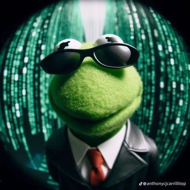 the muppet is wearing sunglasses and a suit