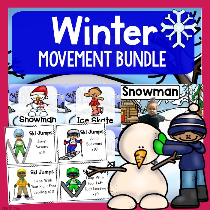 the winter movement bundle with snowman, penguin and other activities to help students learn how to