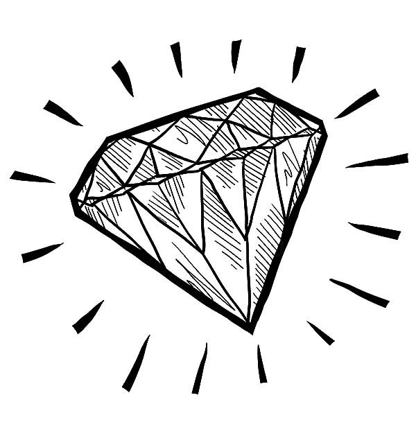 a drawing of a diamond with rays coming out of it's center and on the side