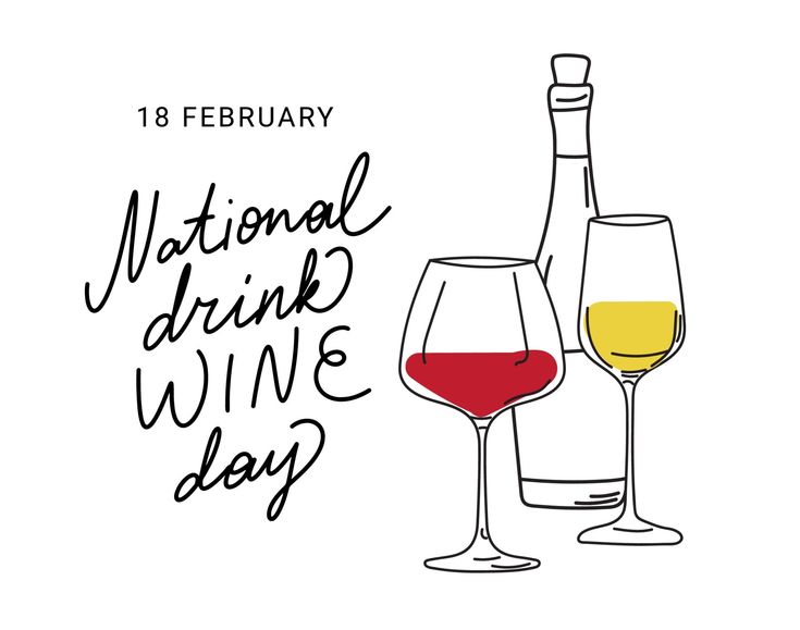 two glasses of wine with the words national drink wine day