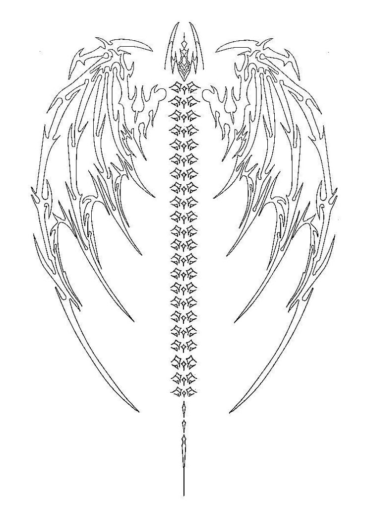 the back side of an angel wing tattoo design