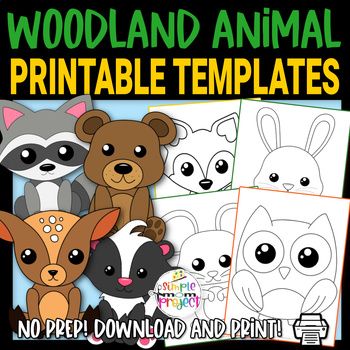 woodland animal printable templates for kids to color and paint on the page, including pictures