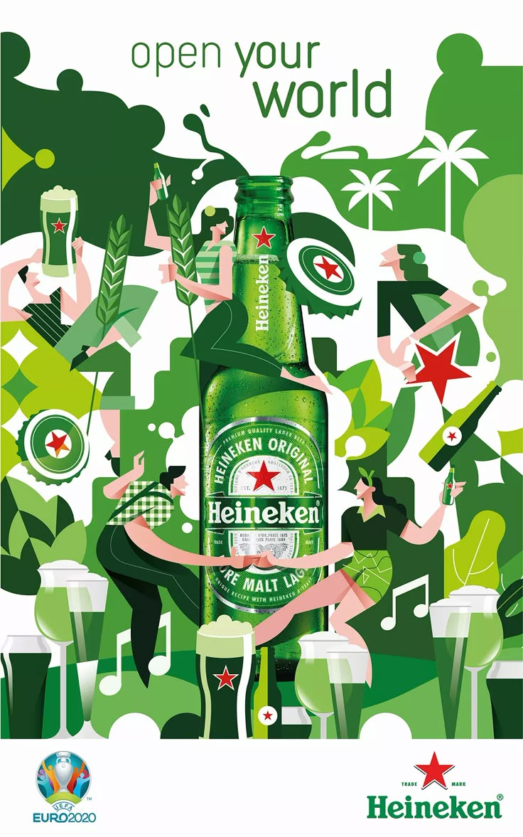 an advertisement for heineken beer is shown