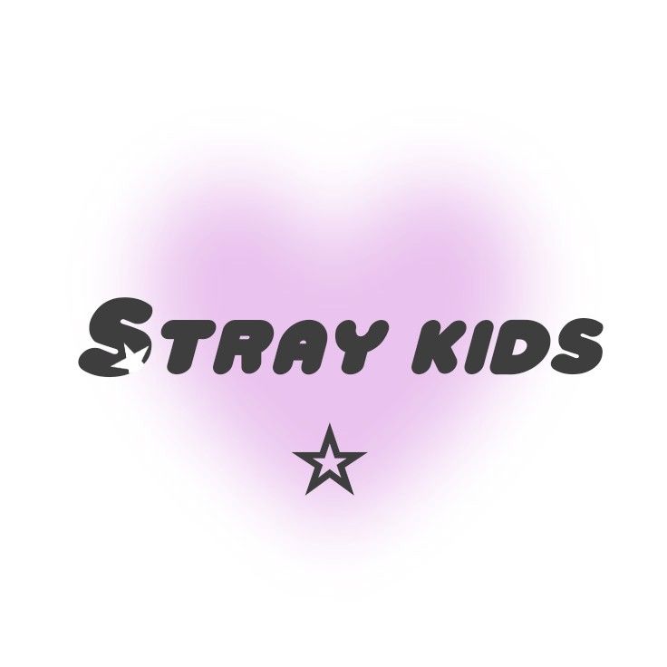 the words stray kids are written in black on a purple and white background with stars