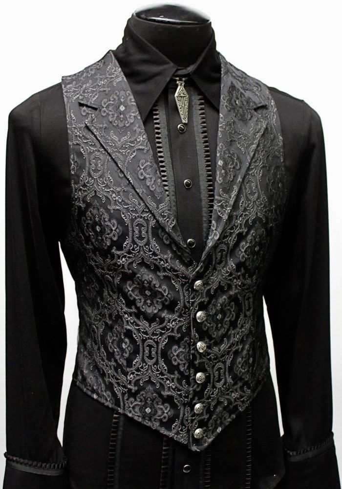 Men’s Vests – Shrine of Hollywood Aristocrat Vest, Gothic Fashion Men, Victorian Gentleman, Gothic Men, Valerian, Mens Vests, Mens Fashion Suits, Brocade Fabric, Gothic Outfits