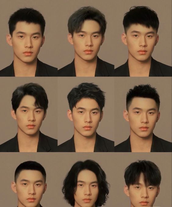 Haircut Ideas For Asian Men, Short Mens Haircut Drawing, Asian Male Haircut Oval Face, Haircut For Men Korean Style, Japanese Men’s Hairstyles, Haircut Korean Short Men, Men Hairstyles Reference, Asian Men’s Short Haircut, Oblong Face Hairstyles Asian Men