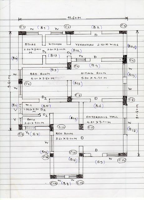 a drawing of a floor plan for a building with two floors and three levels,