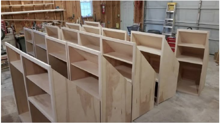 the shelves are made out of plywood boards