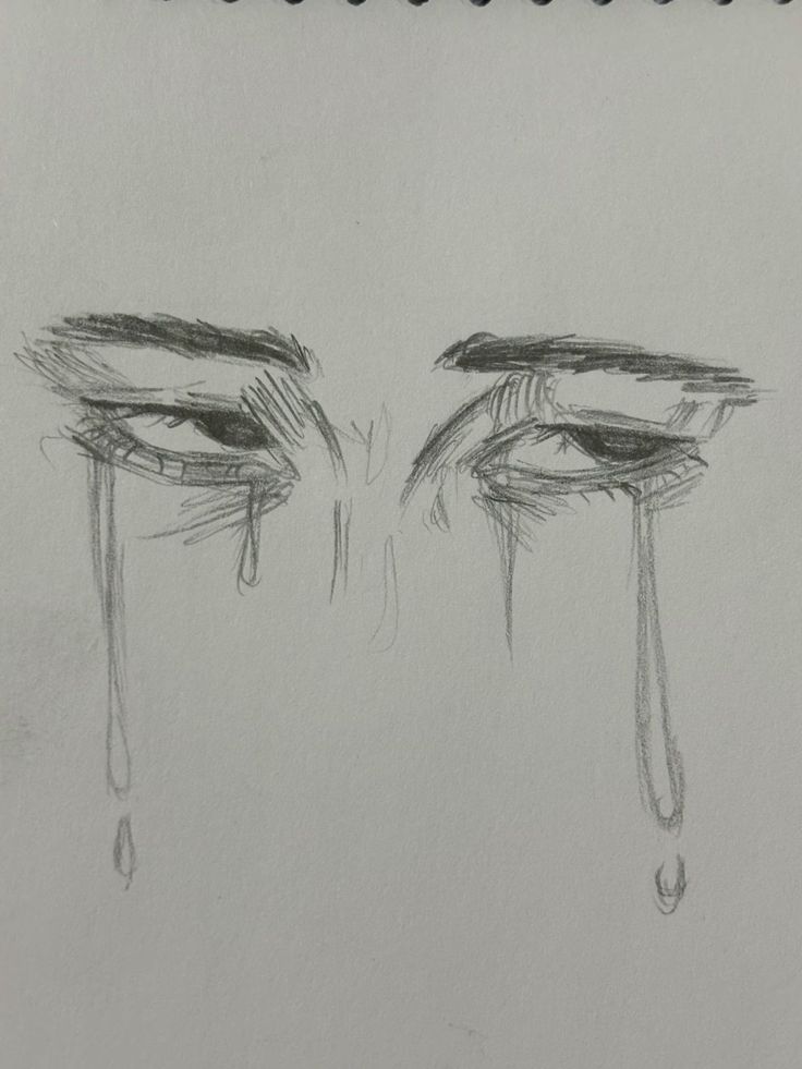 a drawing of two eyes with tears coming out of them