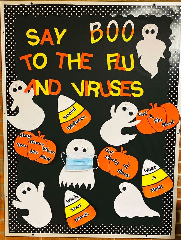 Nurse Office Halloween Decorations, Fall Bulletin Boards For Nurses Office, Halloween School Nurse Bulletin Boards, Fall Nursing Bulletin Boards, Nursing Bulletin Board Ideas Hospital Fall, Fall Health Bulletin Boards, Health Department Bulletin Board, Health Room Bulletin Boards, School Nurse Bulletin Boards