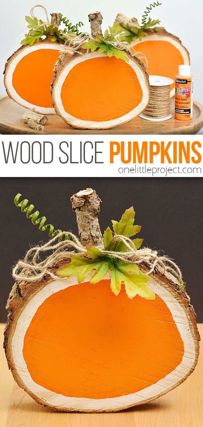 Wood Slice Pumpkins | Easy DIY Craft for Halloween or Thanksgiving Pumpkin Wood Slice Craft, Awesome Crafts For Adults, Thanksgiving Pumpkin Decorating Ideas, Easy Fall Halloween Crafts, Fall Crafts Ideas For Adults, Easy Fun Fall Crafts, Craft Ideas For Fall For Adults, Wood And Nails Crafts, Crafts For Kids September