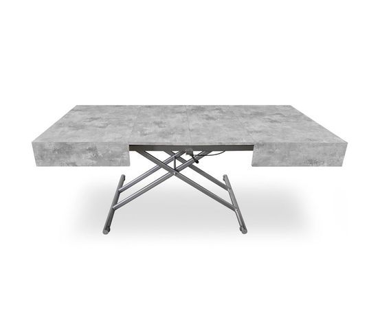 a concrete table with metal legs on an isolated white background, viewed from the front