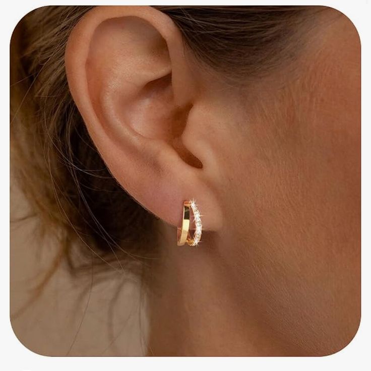 [Lightweight Hoops Sizes]: Cubic Zirconia Earrings,Small Gold Hoop Earrings For Women Outer Diameter:15mm,Huggie Hoops Earrings Thickness:3mm. Lightweight Gold Huggie Hoop Earrings Womens Jewelry Teen Girls Trendy Stuff. [Hypollergenic Meterial]: Cute Dainty Cz Sprial Hoop Earrings. High-Quality Copper 14k Gold Plated Earrings,925 Sterling Silver Posts, The Back Of Comfy Earrings Is Not Easy To Fall Off, Earrings For Sensitive Ears Hypoallergenic, Diamond Hoop Earrings For Women, Show Off Your E Simple Gold Earrings, Diamond Earrings For Women, Chunky Gold Hoop Earrings, 14k Gold Hoop Earrings, Small Gold Hoop Earrings, Gold Earrings Models, Gold Jewelry Gift, Double Hoop Earrings, Small Gold Hoops