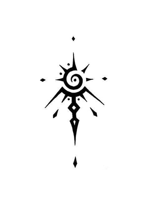 a black and white drawing of a sun with an arrow on it's side