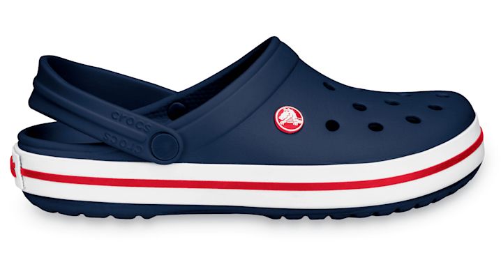 Vintage style and classic Crocs comfort. Our lightweight Crocband  clog is built with signature Croslite  material for a form-to-foot fit and heel straps that swing back for a snug fit and forward or wear as a clog.    Crocs trade  Crocband trade  Details:    Bold midsole stripe for a sporty look.  Odor-resistant, easy to clean, and quick to dry.  Ventilation ports for enhanced breathability.  Lightweight, non-marking soles.  Water-friendly and buoyant  weighs only ounces.  Fully molded Croslite Sporty Clogs With Arch Support For Sports, Casual Blue Clogs With Arch Support, Sporty Clogs With Arch Support And Round Toe, Sporty Closed Toe Clogs With Removable Insole, Sporty Blue Clogs With Cushioned Footbed, Casual Sports Clogs With Arch Support, Casual Sports Clogs With Removable Insole, Plastic Sandals, Blue Crocs