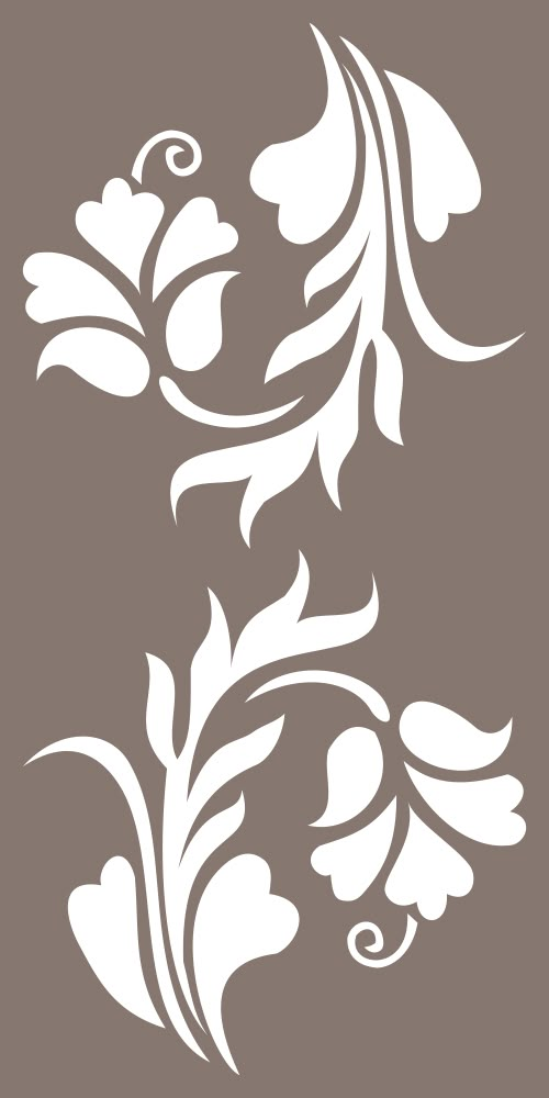 a white floral design on a brown background