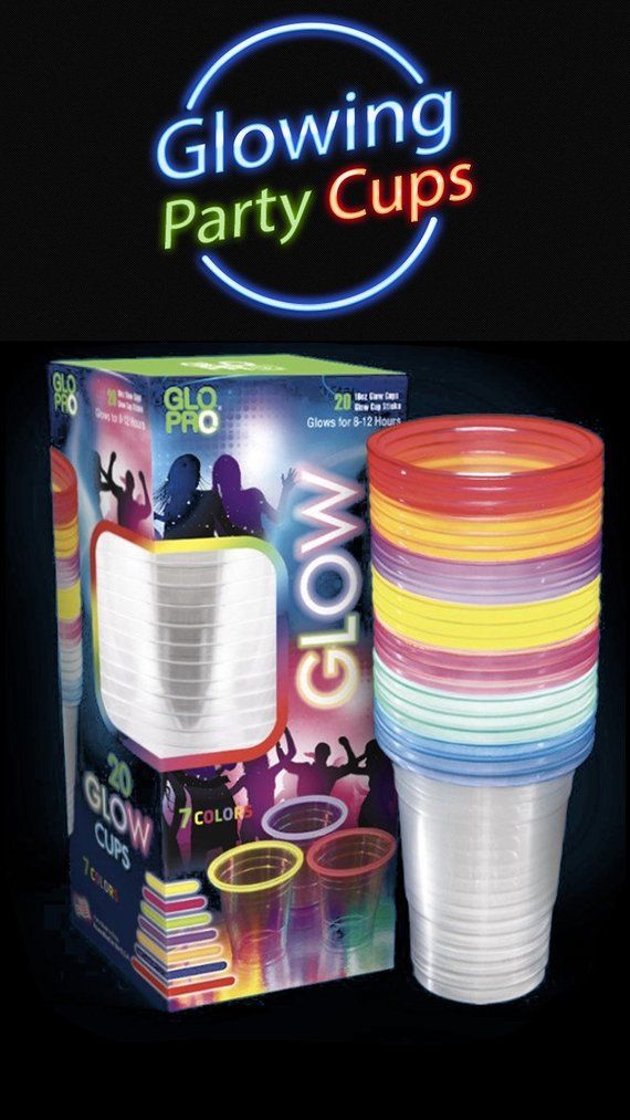 glow party cups are stacked on top of each other