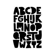 the alphabet is made up of letters that are black and white, with different font styles