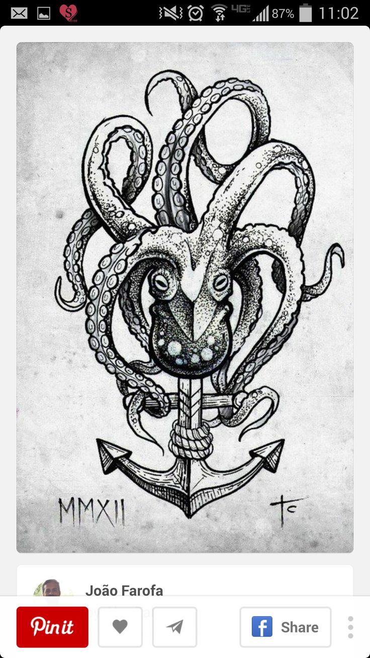 an octopus and anchor tattoo design on the app store's facebook page, which is showing